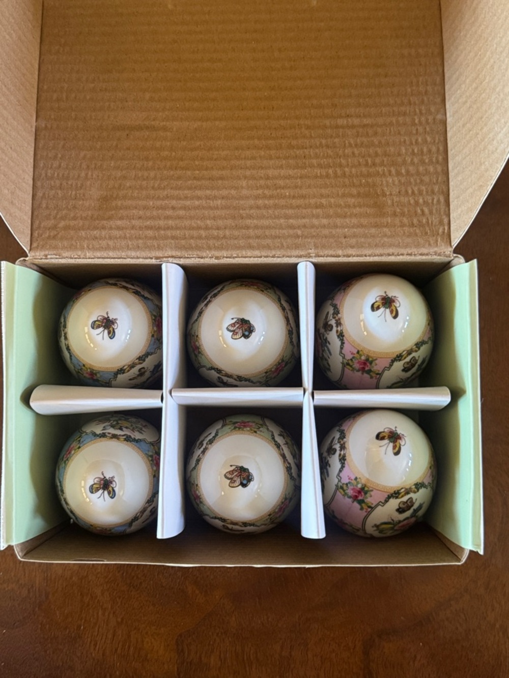 Williams Sonoma Famille Rose Decorative Egg Set - White, Pink, Blue, Gold - Picture 3 of 8